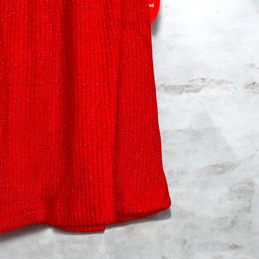 New girls wonder nation red ribbed shimmer dress - Picture 2 of 3